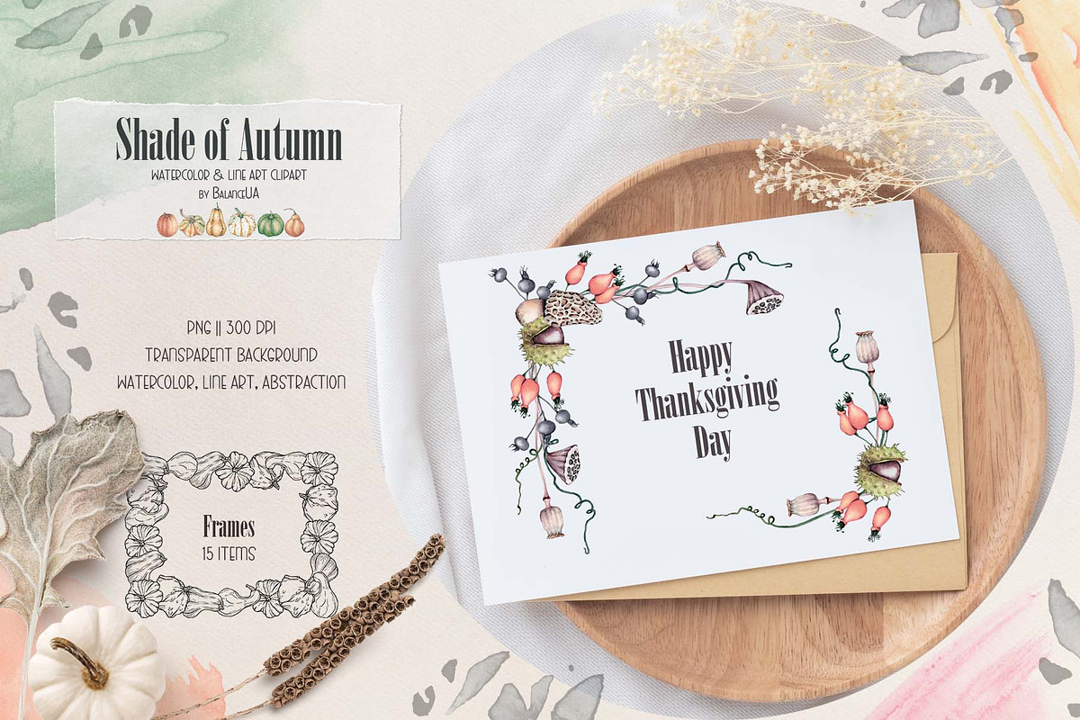 Shade of Autumn Watercolor Clipart, a Decorative Illustration by BalanceUA (Photo 6 of 18)