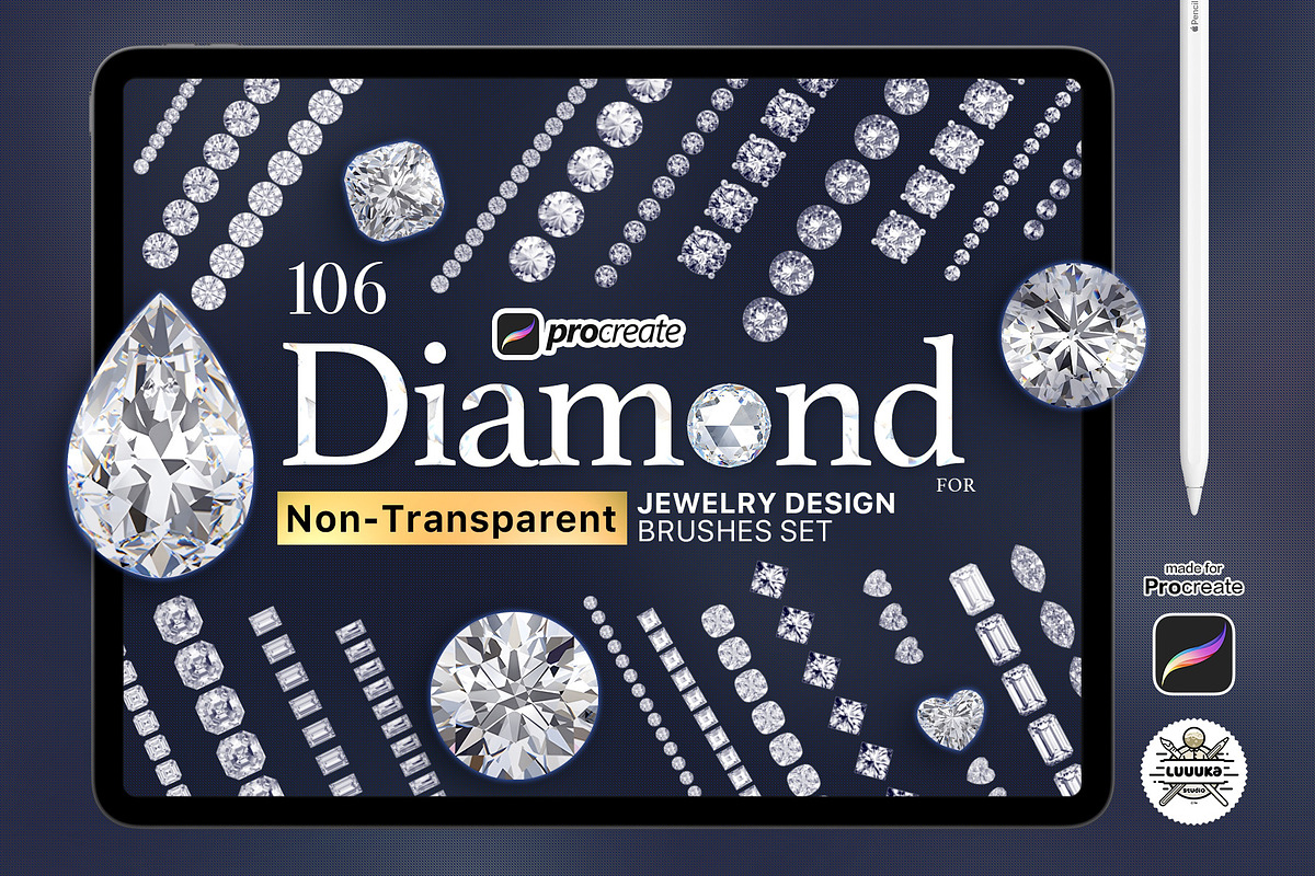106 Procreate diamond brashes set, a Brush Add-On by Luuuka studio (Photo 1 of 10)