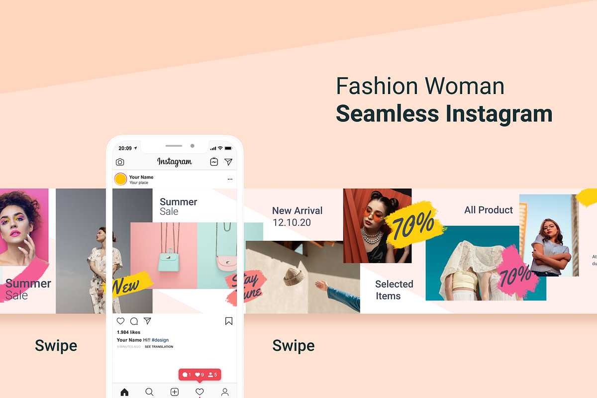 Fashion Woman Seamless Instagram, a Social Media Template by Pixelz Studio (Photo 2 of 5)