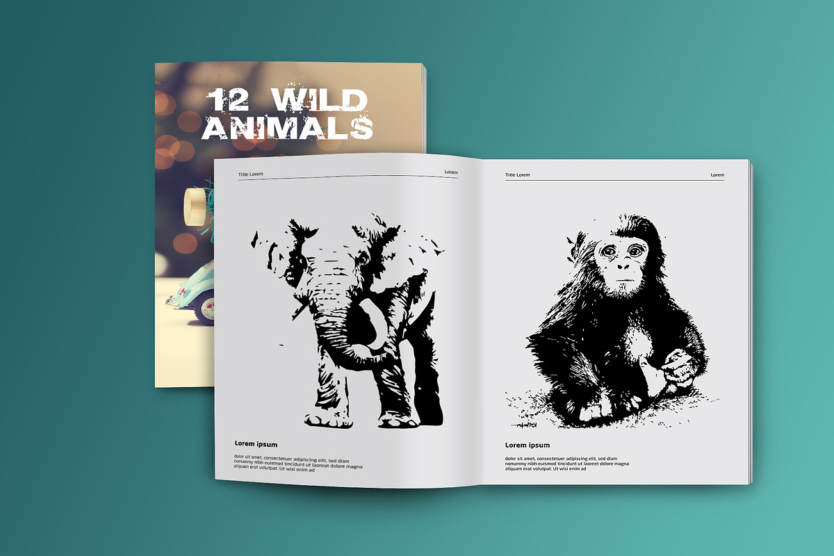 12 hand drawn wild animals, an Animal Illustration by AnastasiyaOleynik (Photo 5 of 10)
