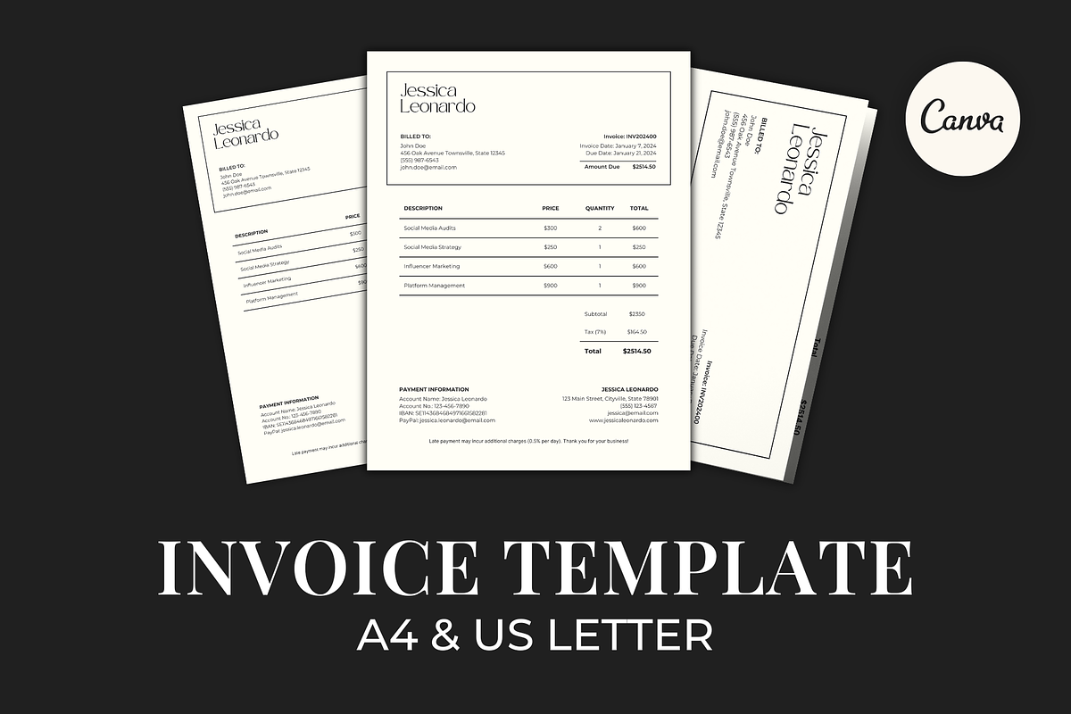 Printable Invoice Template for Canva, a Branding & Logo Template by Meraki Templates (Photo 1 of 8)