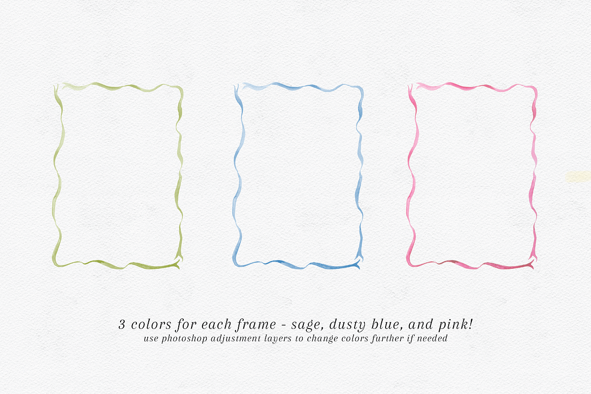 Ribbon Watercolor Border in 3 Colors, an Object Graphic by Design by Laney (Photo 3 of 4)