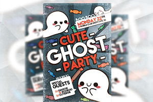 Cute Ghost Party - Flyer Template, a Flyer Template by Flyermarket