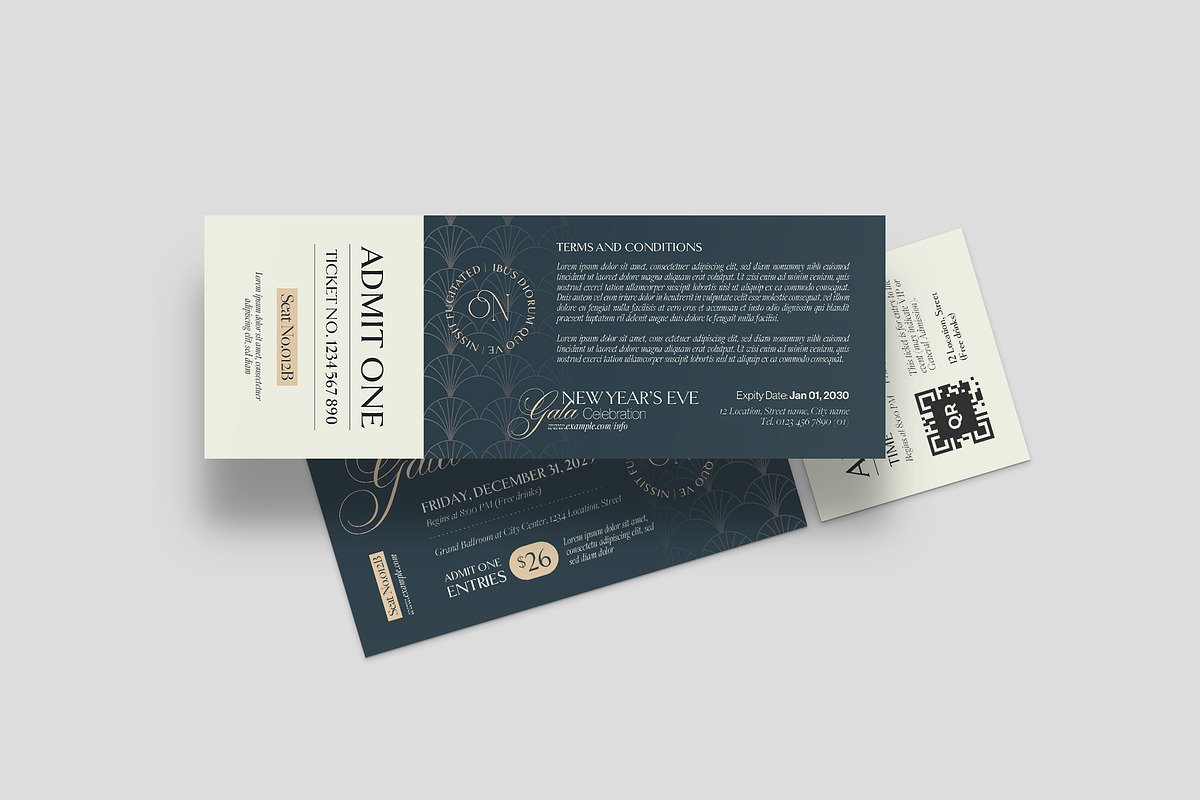 NYE Event Ticket Template, a Stationery Template by BrandPacks (Photo 3 of 5)