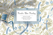 Powder Blue Paisley, a Pattern Graphic by Zeesi Design Garden (Thumbnail 1 of 8)
