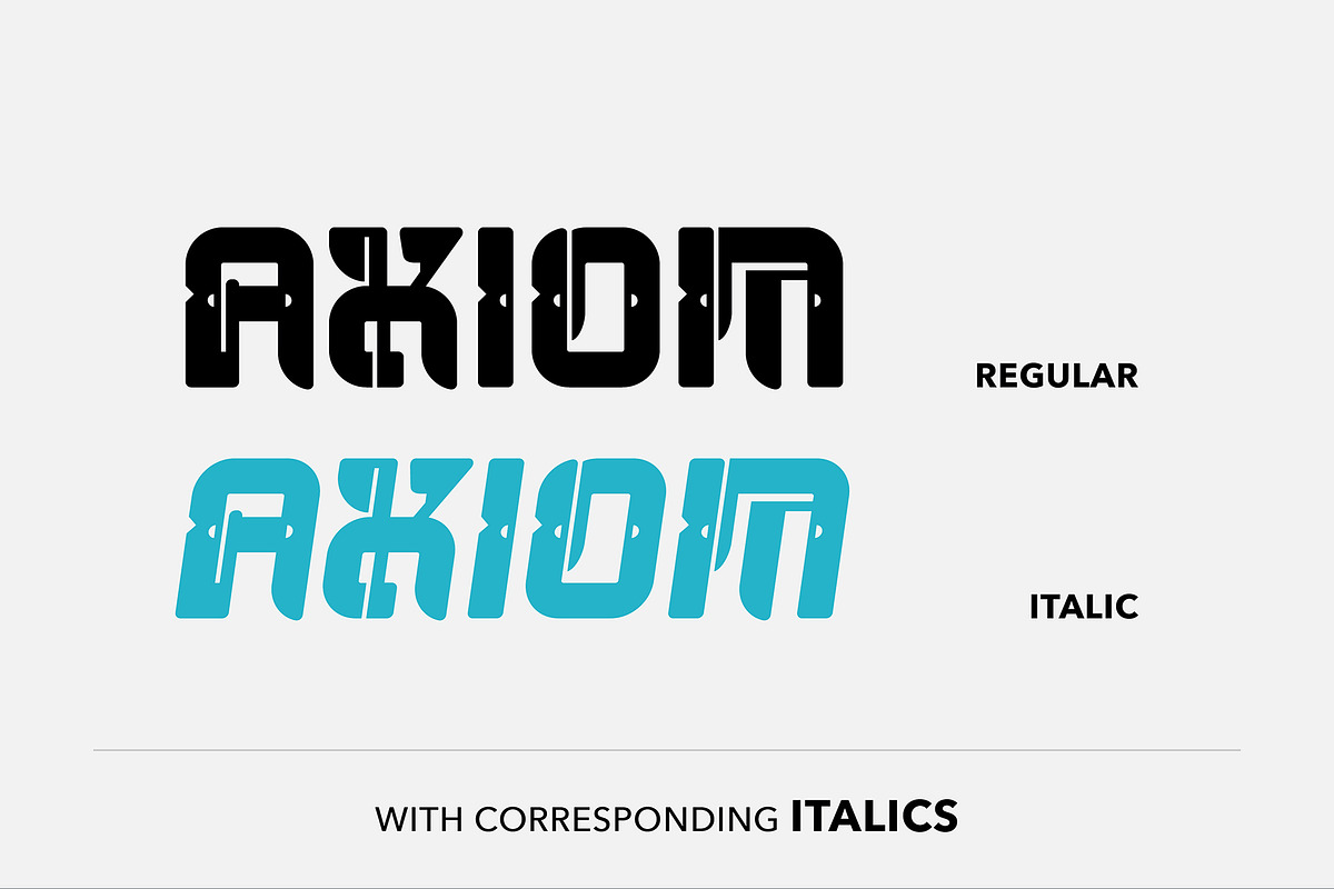 Axiom - Futuristic font, a Font by SelfBuild Type (Photo 3 of 5)