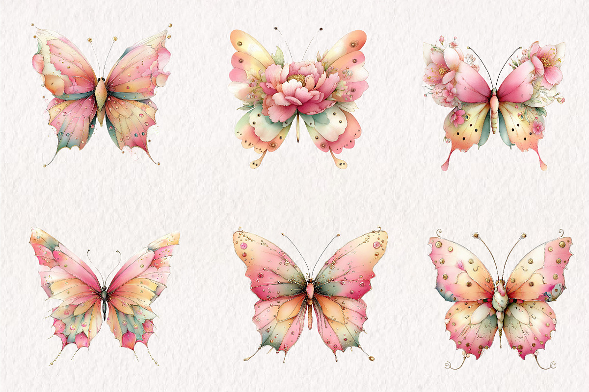 Spring Butterfly Sublimation Clipart, an Illustration by CreationArt (Photo 4 of 7)