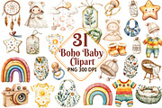 Boho baby watercolor clipart, an Illustration by Watercolor design (Thumbnail 1 of 5)