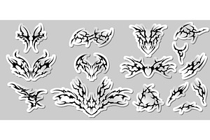 Set of neo-tribal stickers in Y2K, an Object Illustration by Sabelskaya