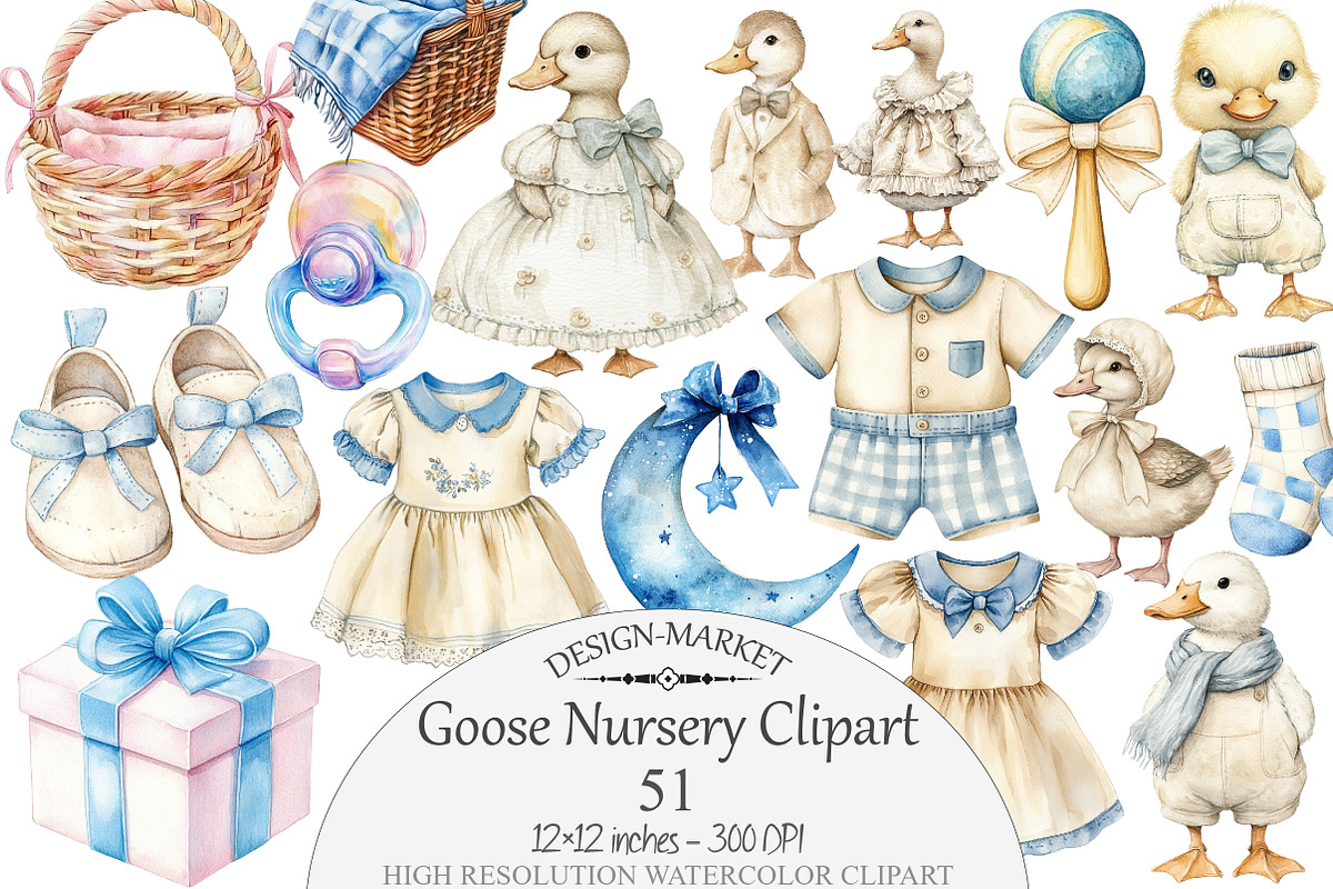 Watercolor Goose Nursery Clipart, a Seasonal Illustration by Design Market (Photo 1 of 5)