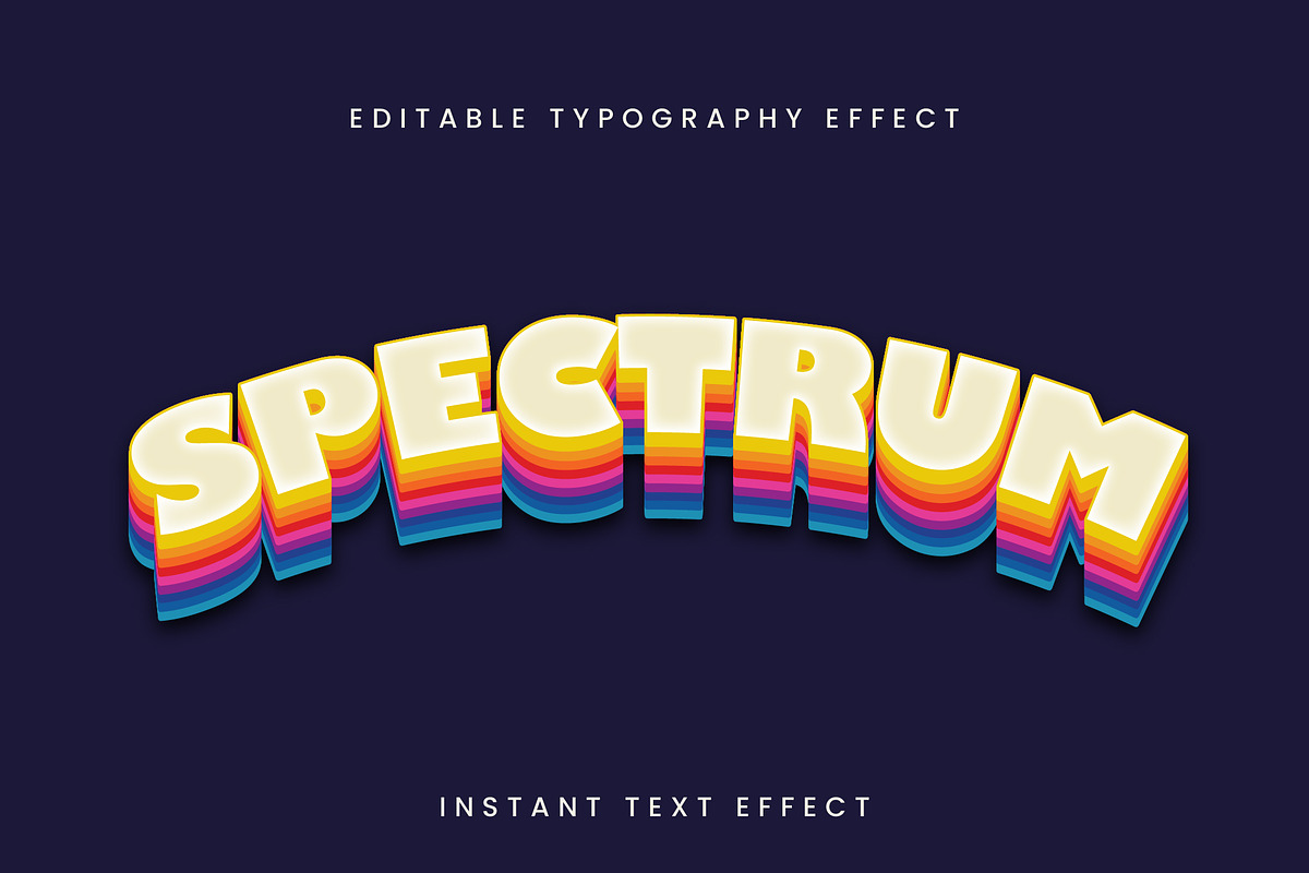 Rainbow Curved 3D Text Effect