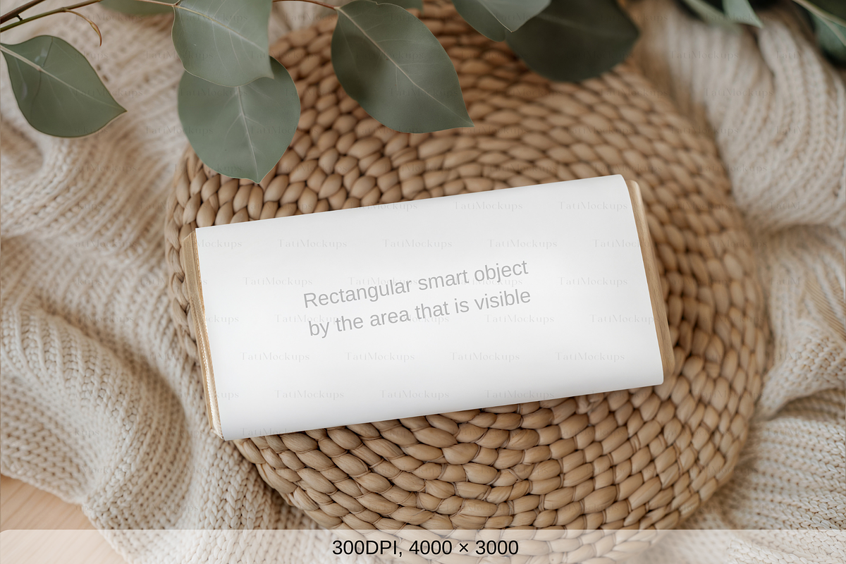 Chocolate Bar Mockup on Woven Basket, a Product Mockup by TatiMockup (Photo 2 of 4)