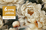 White Peony Patterns Set - 6 JPEG, a Pattern Graphic by LoveDesignShop (Thumbnail 1 of 4)