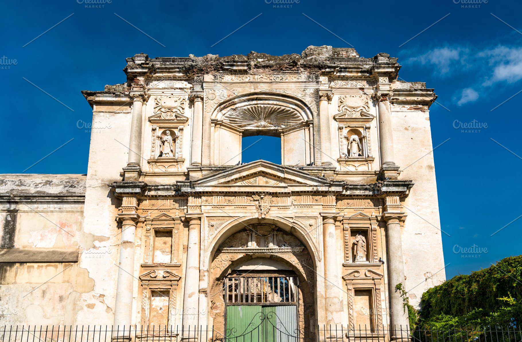 Ruins of santa teresa church in anti containing guatemala, antigua, and church, an Architecture Photo by Leonid Andronov