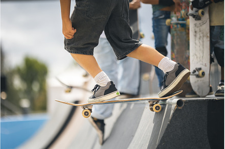 Close-up of skateboarder's foot on, a Sports & Recreation Photo by Barcelona_dreams