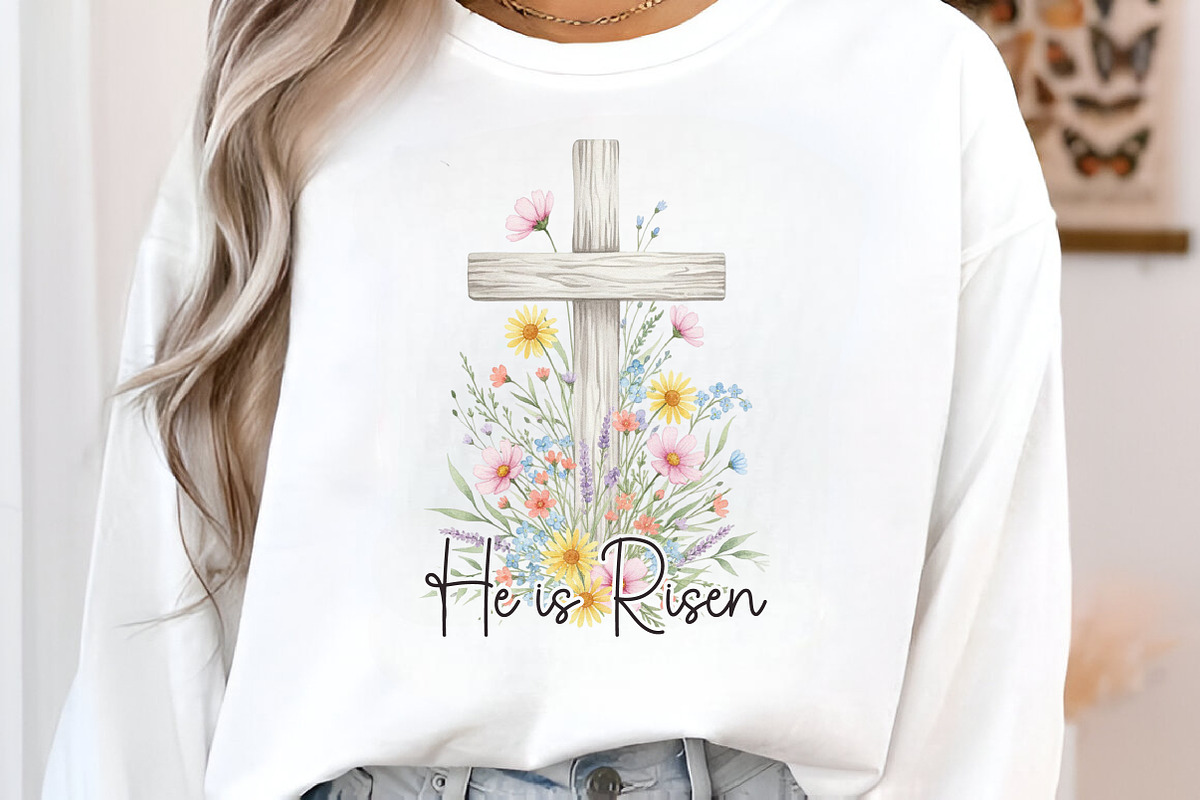 He is Risen Easter Floral Cross PNG, an Illustration by Libby Wishes (Photo 2 of 6)