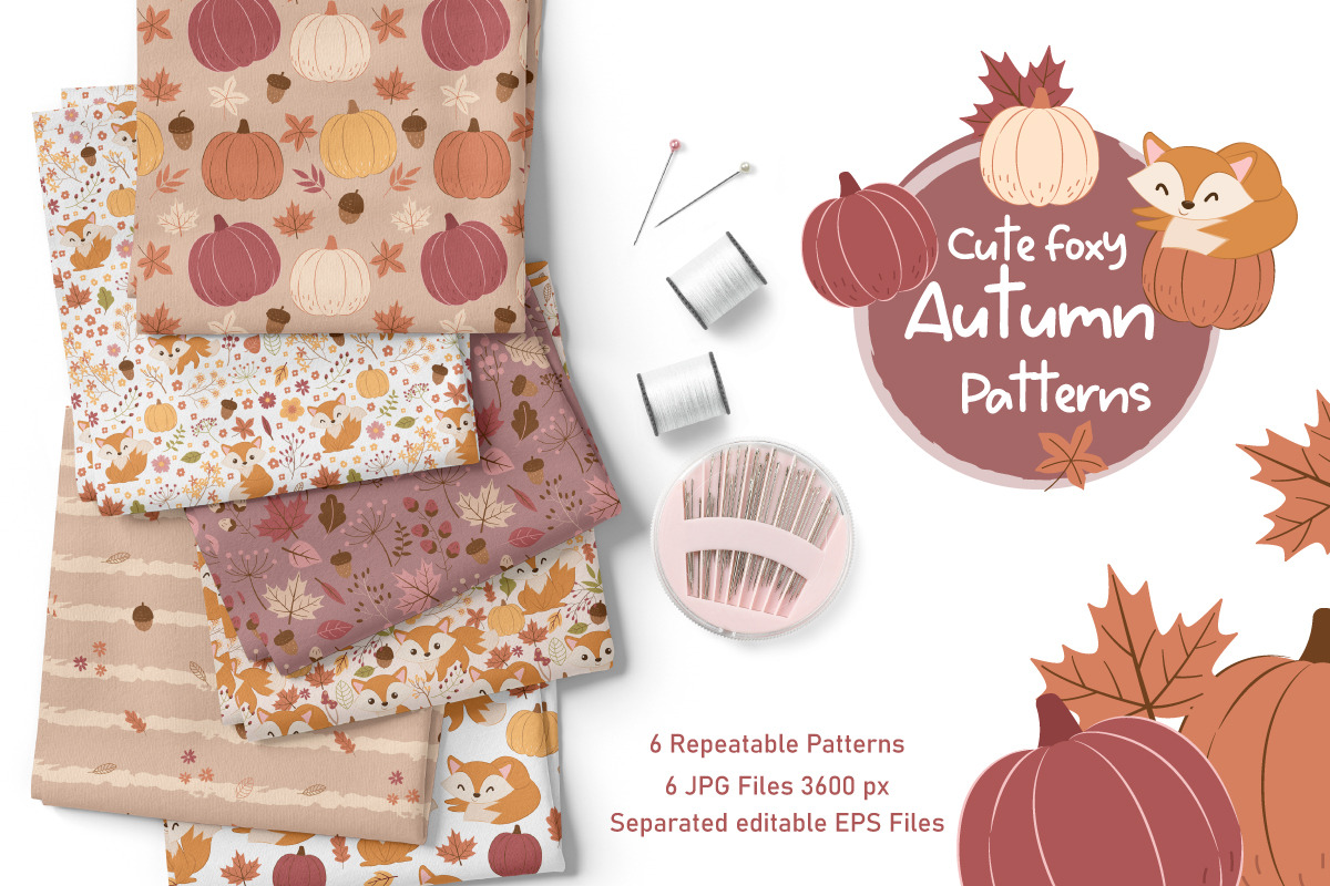 Cute Little Foxy in Autumn Patterns, a Pattern Graphic by DrawStudio1988 (Photo 5 of 11)