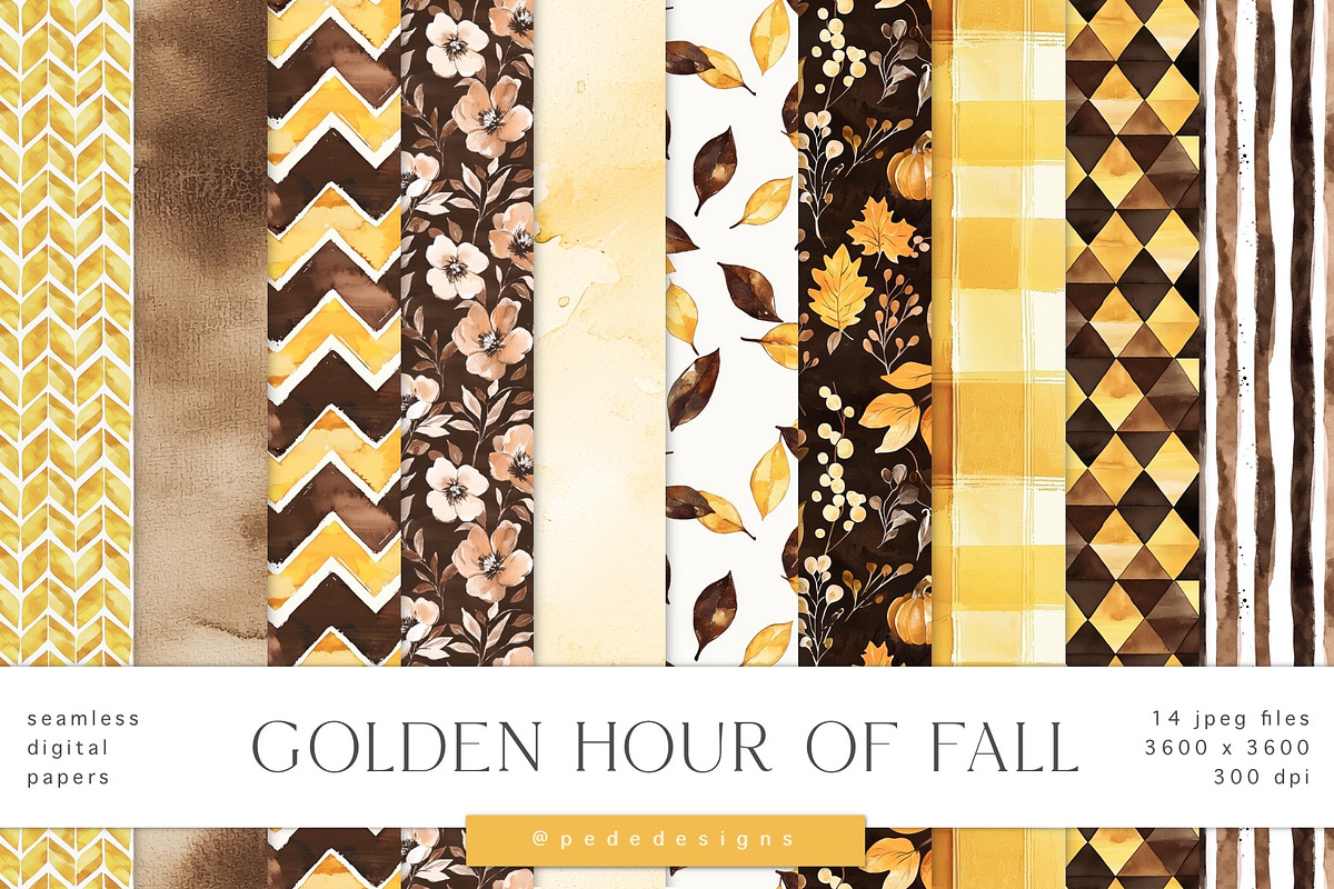 Golden Houf Of Fall Patterns, a Pattern Graphic by PeDe Designs (Photo 1 of 10)