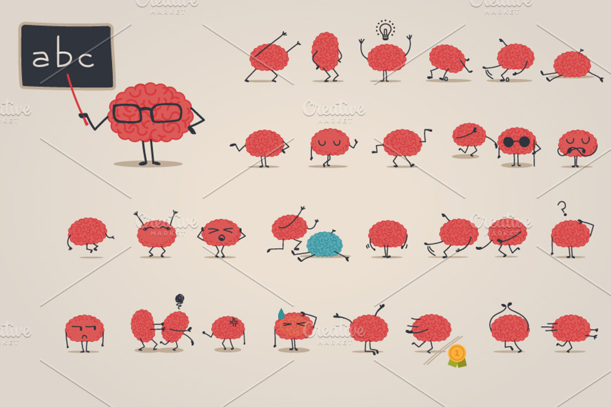 Brain character big set 2, a Person Illustration by Beatriz Gascón (Photo 1 of 4)