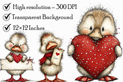 Cute Baby Duck Valentine Clipart, an Illustration by Libby Wishes (Thumbnail 6 of 7)