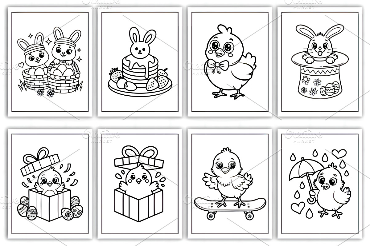 CUTE KAWAII EASTER COLORING BOOK, a Seasonal Illustration by Ink Gallery (Photo 3 of 3)