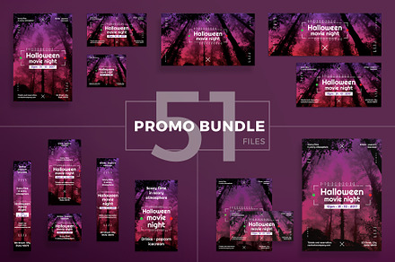 Promo Bundle | Halloween Movie, a Poster Template by Amber Graphics