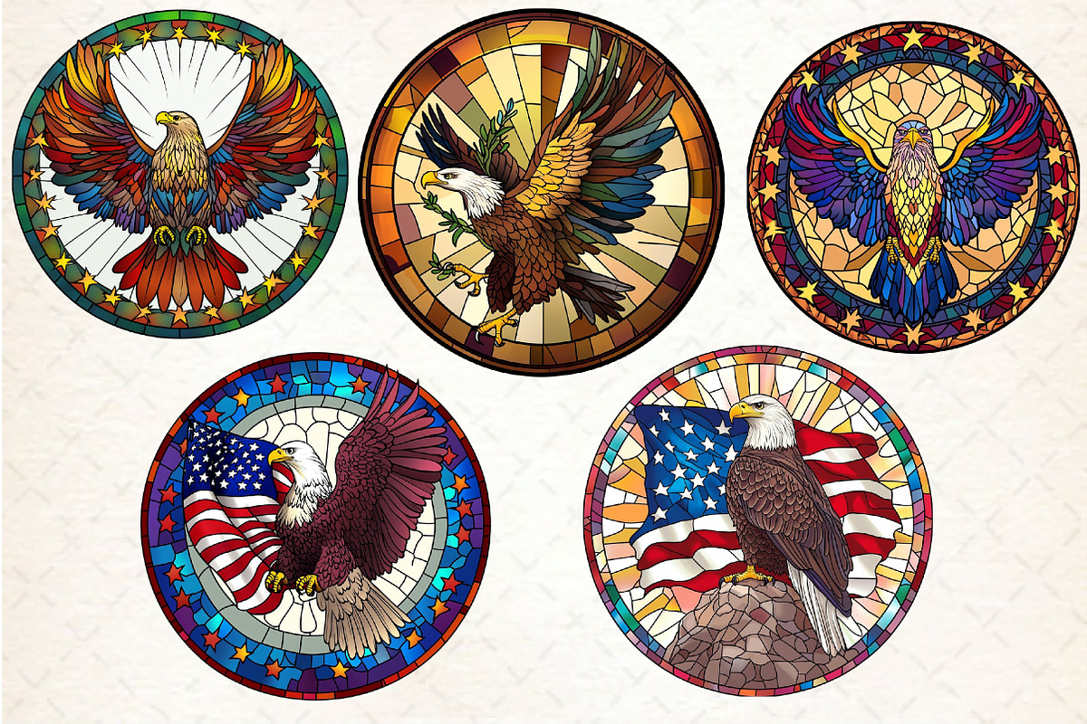 4th of July Eagle Round Stained Glas, a Seasonal Illustration by Rose Art (Photo 3 of 4)