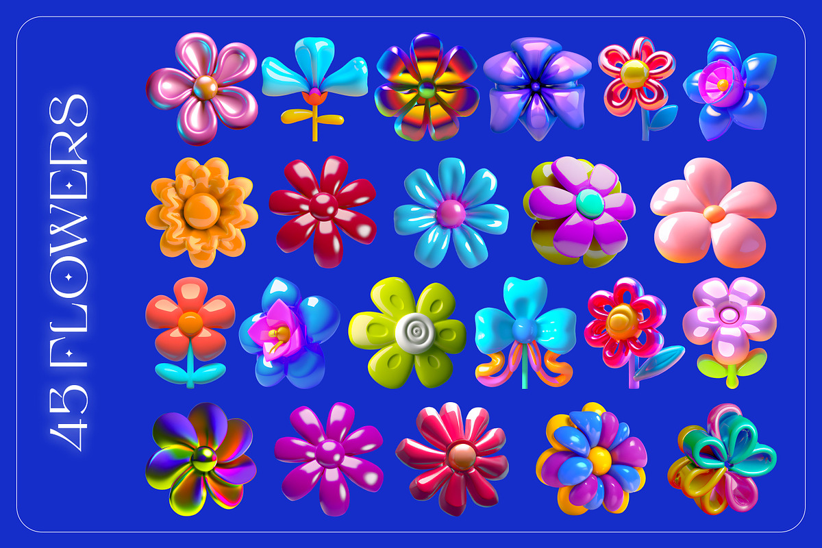 Flower Fantasy: 3D Illustrations, an Object Graphic by marmarina (Photo 3 of 7)