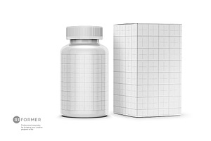 Glossy Plastic Pills Bottle With Box