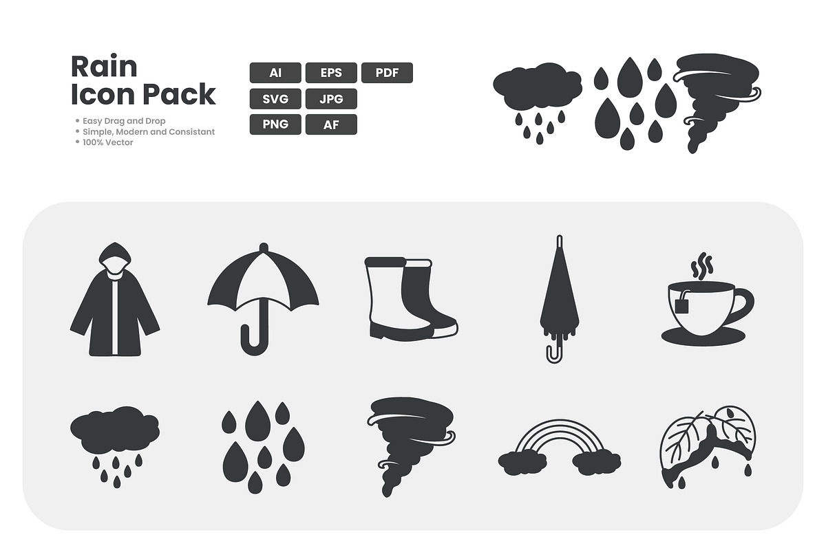 Rain Icon Pack, a Solid Icon by erifqizeicon (Photo 1 of 3)