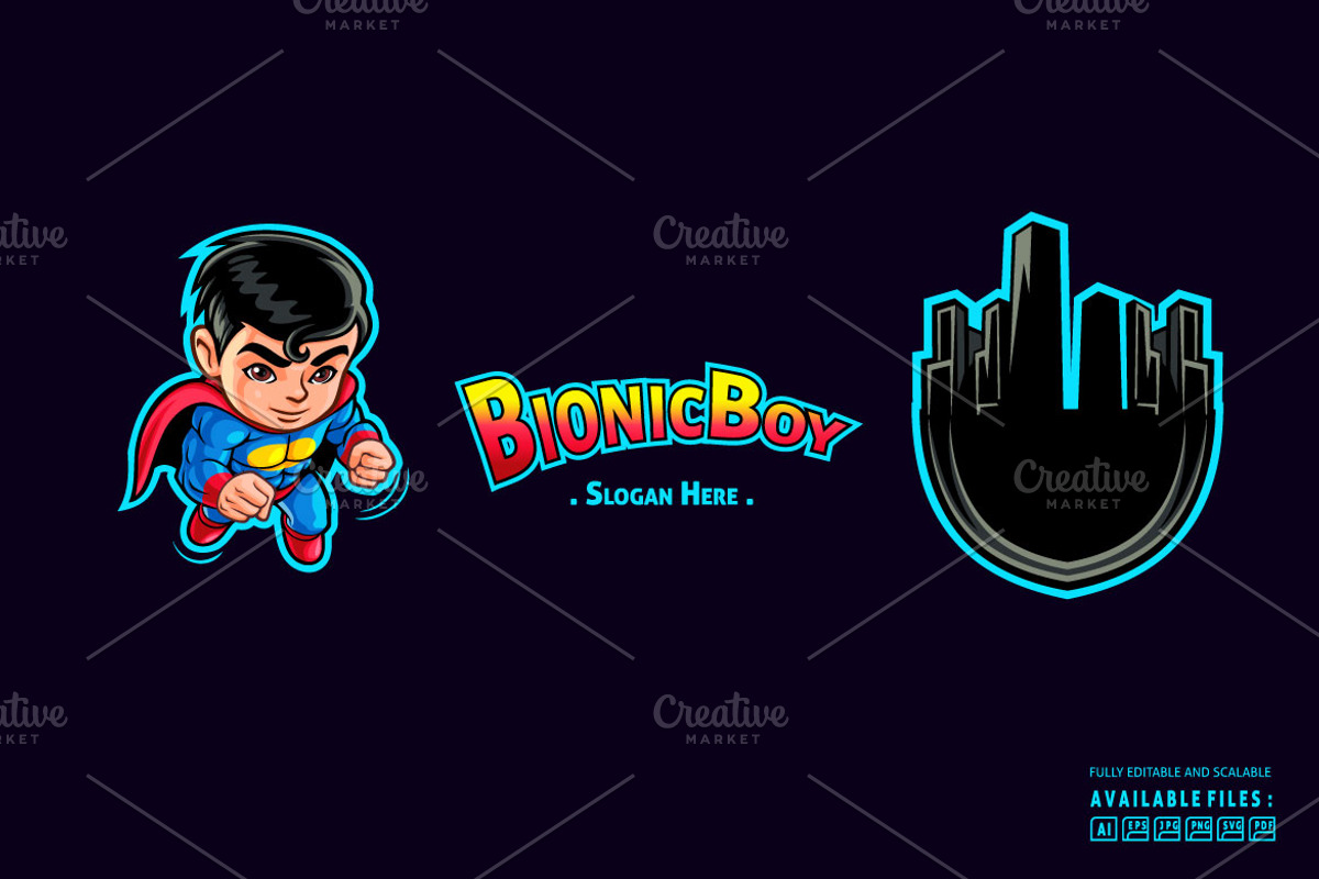 Cartoon Superhero Mascot Logo, a Branding & Logo Template by Kongstones_std (Photo 4 of 5)
