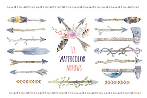 Tribe Watercolor Boho Arrows