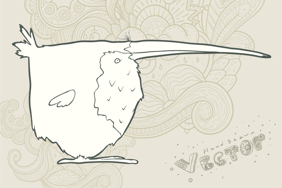 Hand drawn vector cartoon bird, a Decorative Illustration by Andrew Bzh.