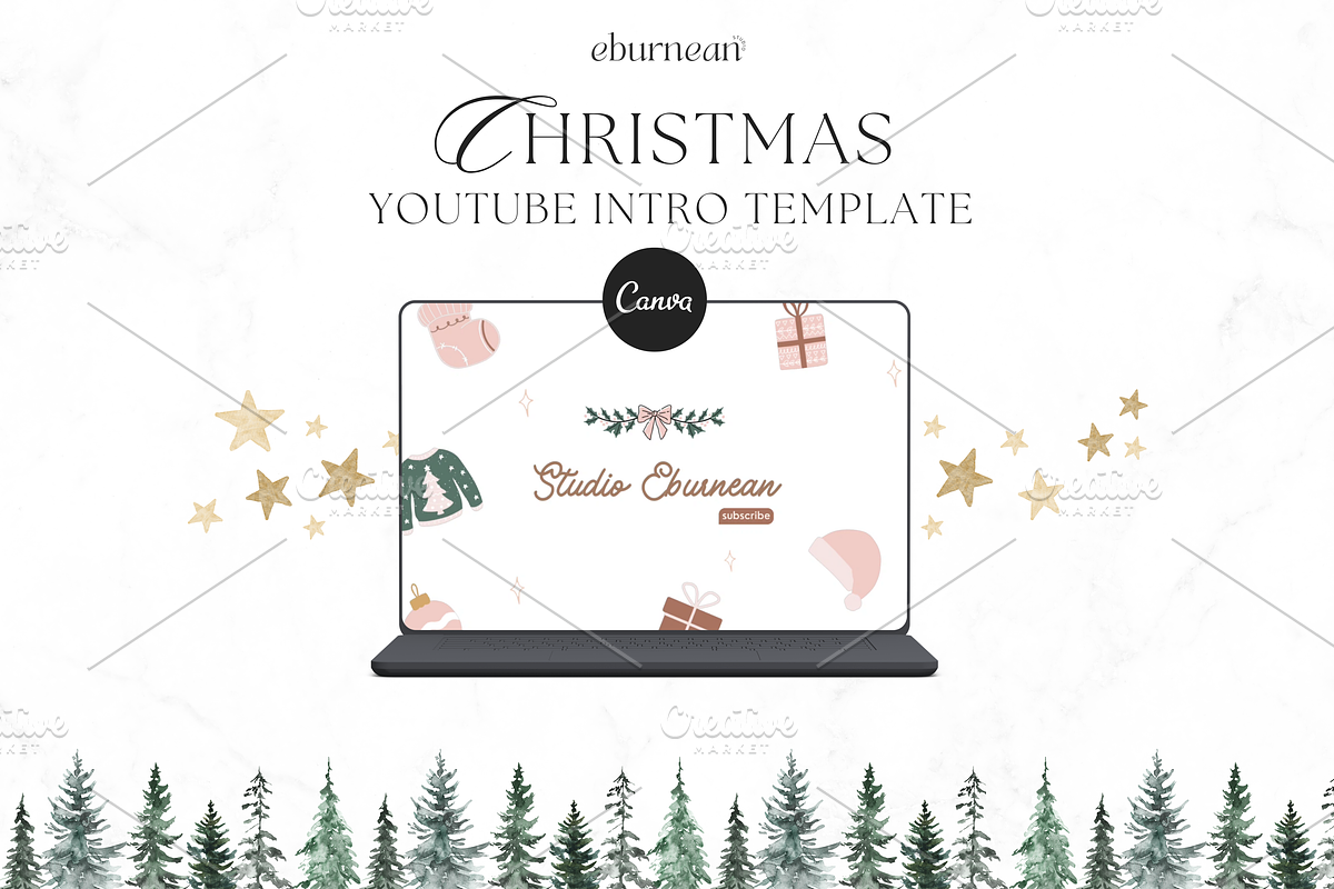 Cute Christmas Youtube Intro Canva, a Social Media Template by Studio Eburnean (Photo 2 of 3)