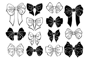 Silhouette and outline bows, a Decorative Illustration by blackmoon9