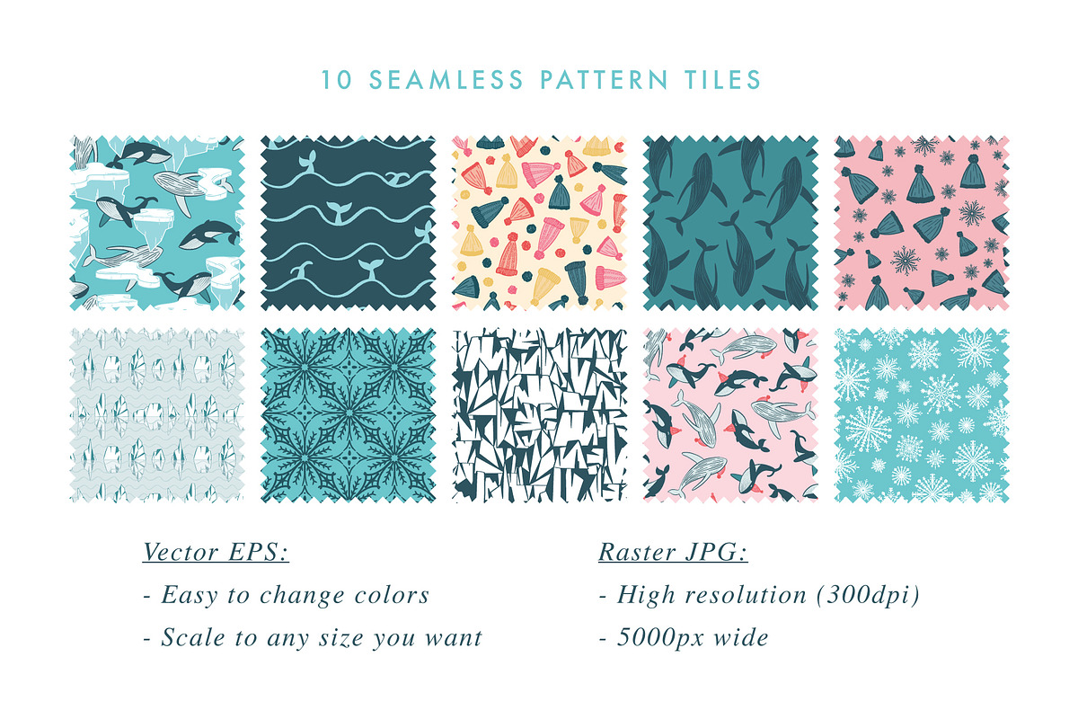 Ocean Winterland 10 Vector Patterns, a Pattern Graphic by Heartmade by Claudia (Photo 2 of 8)