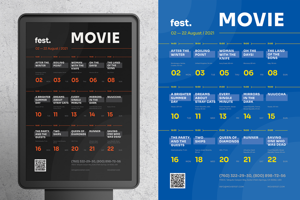 Movie Festival Event Program Poster, a Flyer Template by Danil Polshin