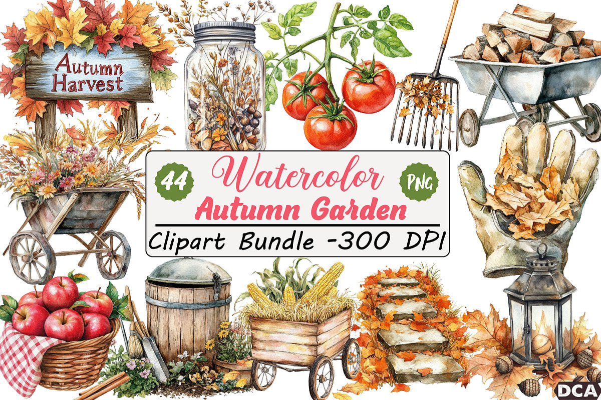 Autumn Garden Clipart, an Illustration by DreamCafeArt (Photo 1 of 7)