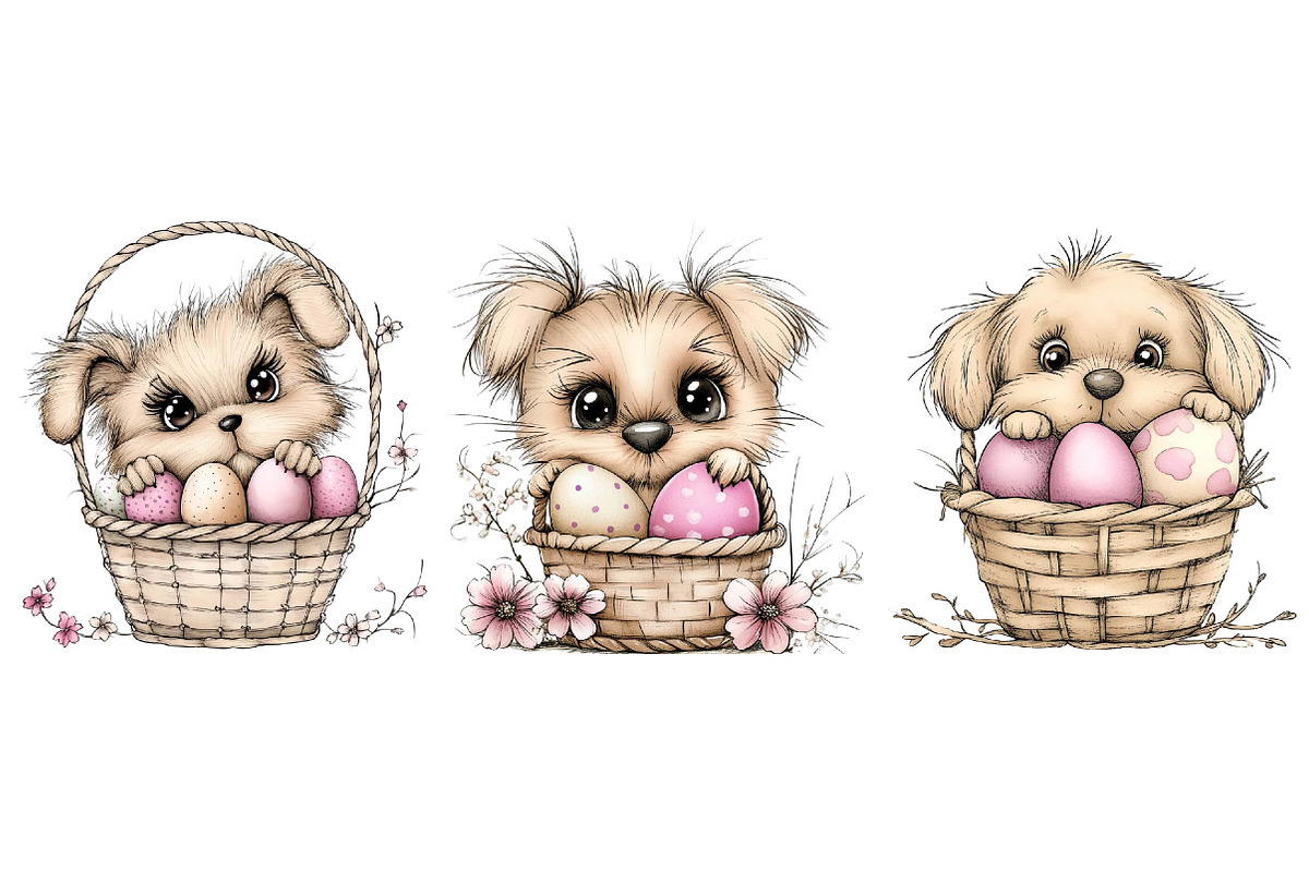 Whimsical Funny Spring Dogs Clipart, an Illustration by DreamPrint404 (Photo 5 of 6)