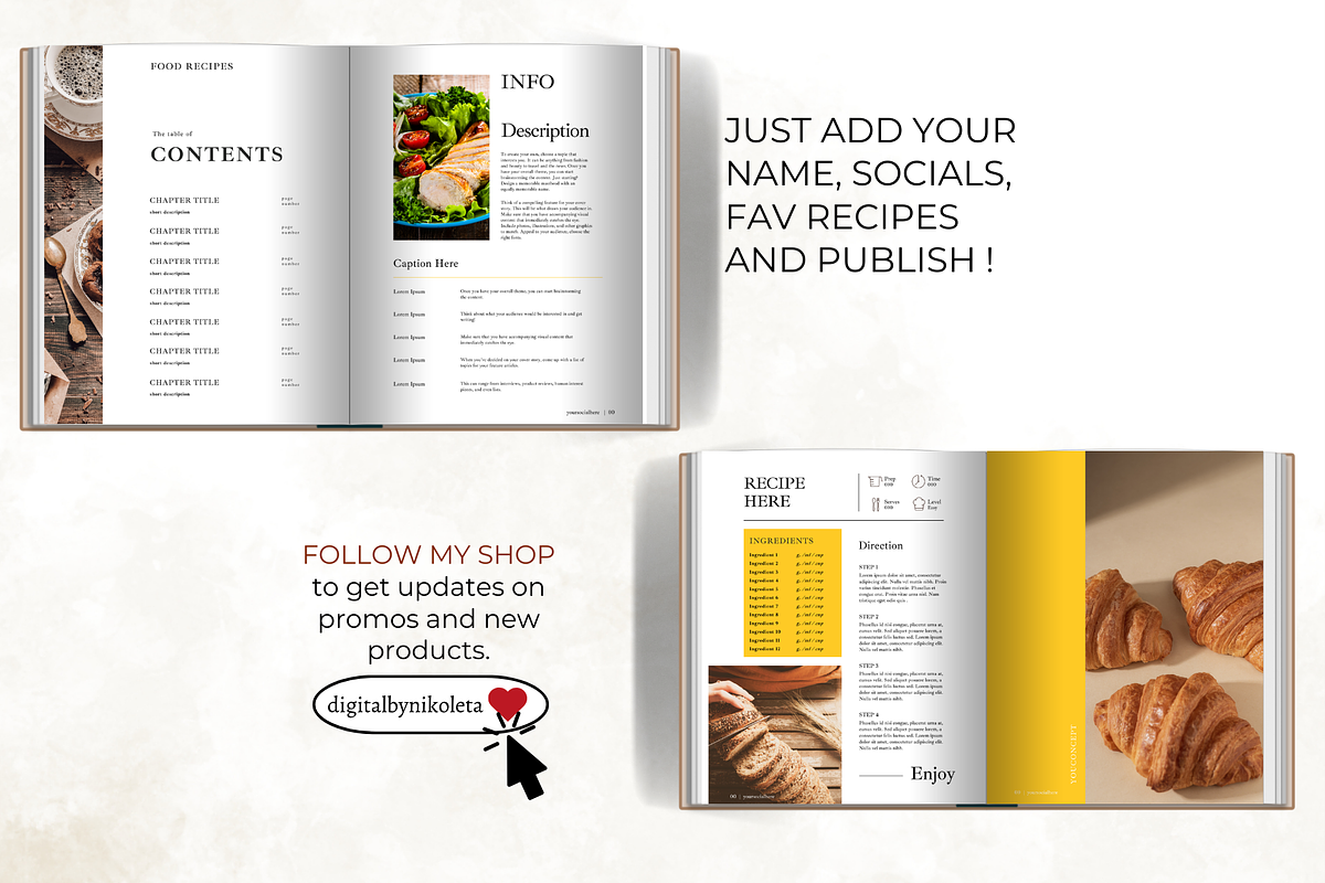 Aesthetic Cookbook Canva Template, a Presentation Template by Digital By Nikoleta (Photo 3 of 9)