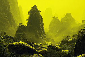 Scenic mountain valley shrouded in mist with dramatic peaks and, an Animal Photo by Ales Munt