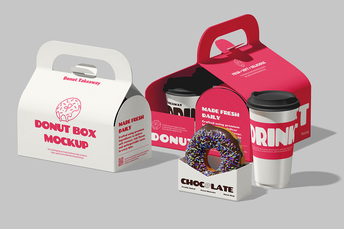 Donut Box Branding Mockup, a Packaging Mockup by Permadi Creative (Photo 2 of 5)
