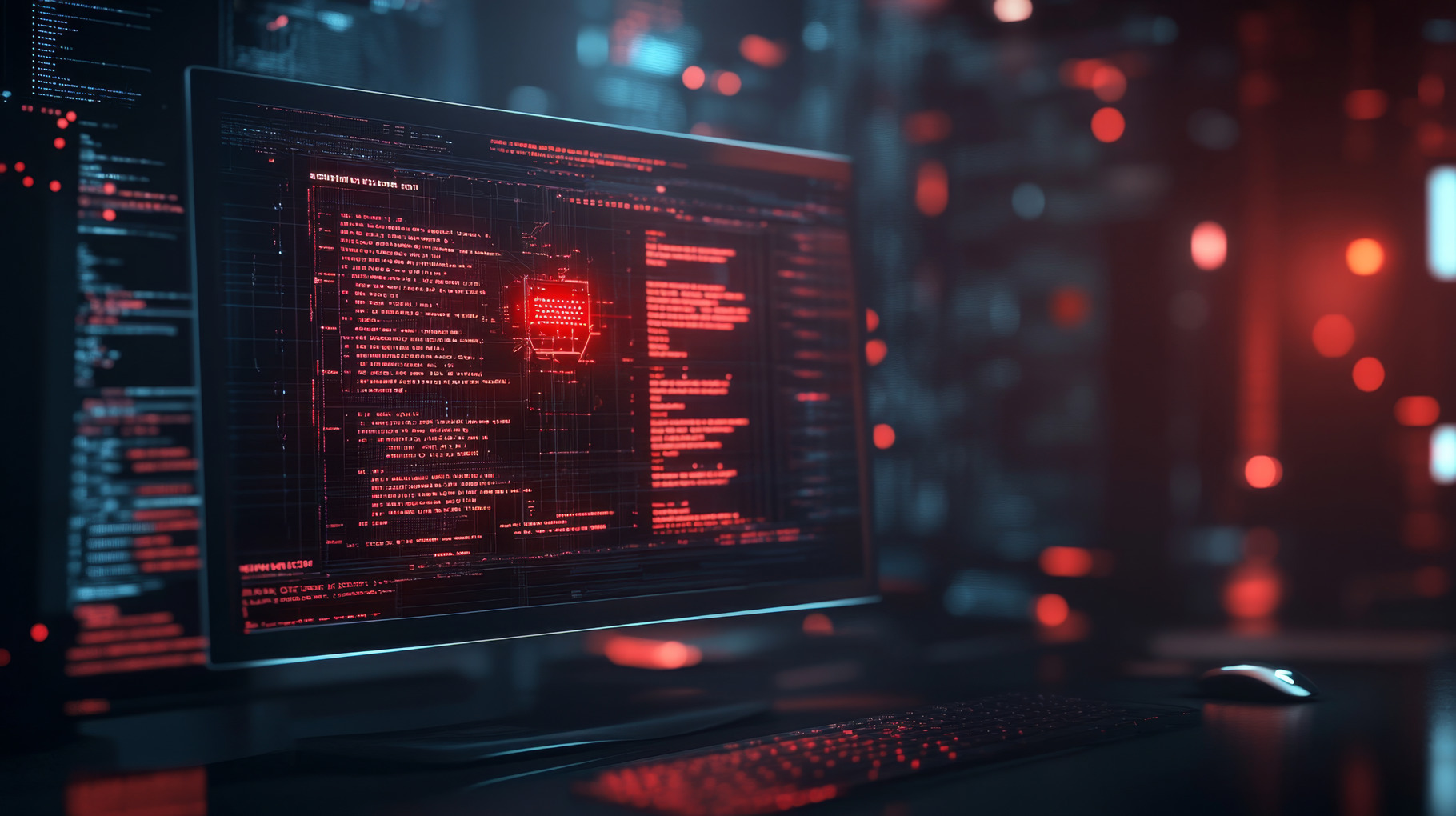 Red Alert Cybersecurity Warning on Digital Interface, an Abstract Photo ...