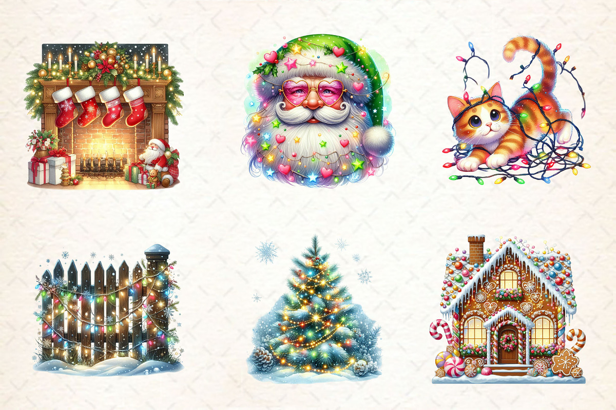 Twinkling Lights Christmas Clipart, a Work Illustration by Dream Creation (Photo 3 of 6)