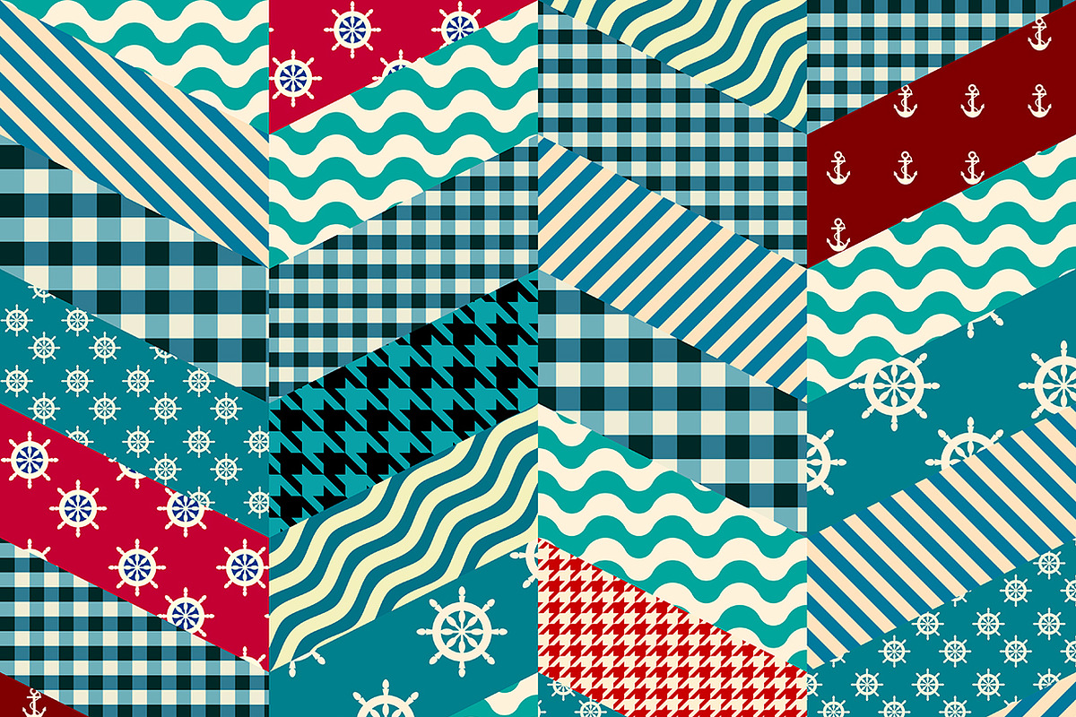 Seamless chevron patchwork patterns