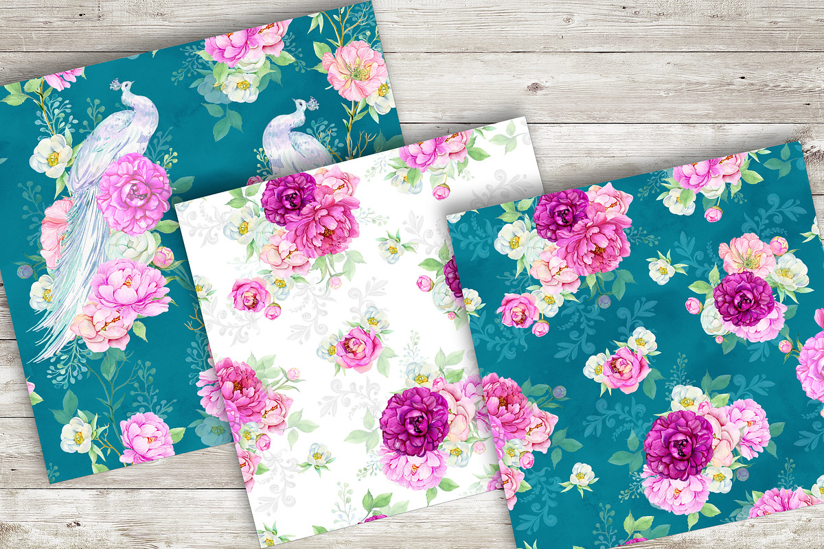 white peacocks patterns, a Pattern Graphic by MitrushovaArt (Photo 11 of 12)