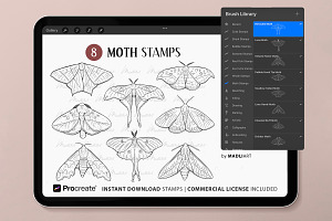 Moth Procreate Brush Stamps