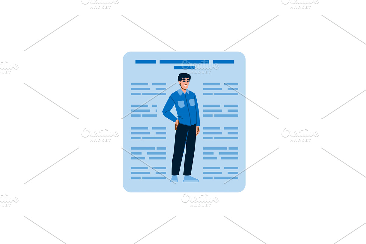 Young man standing in front of his, a Person Illustration by pikepicture