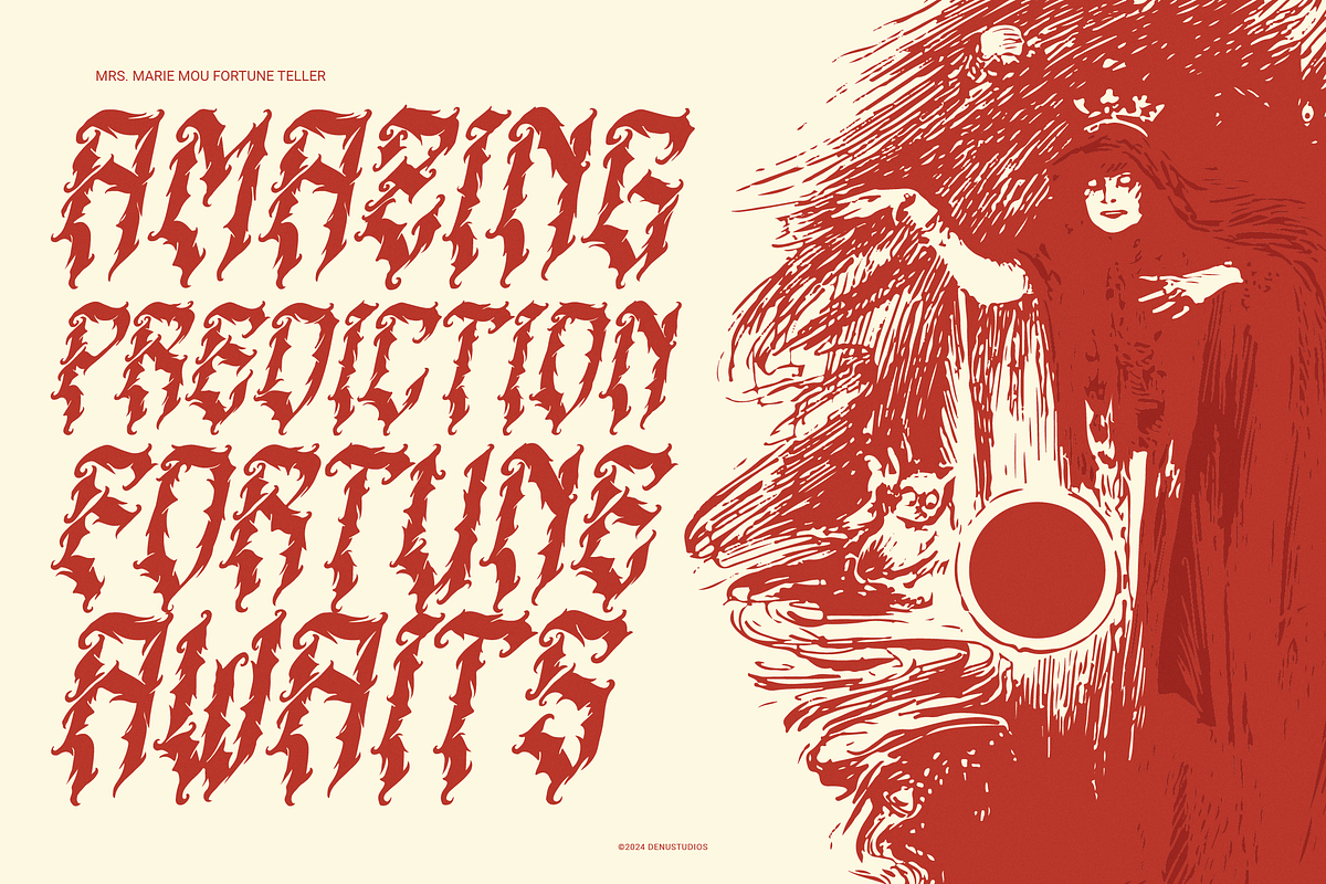 Menda Hixeon | Blackletter Typeface, a Blackletter Font by Denustudios (Photo 7 of 12)