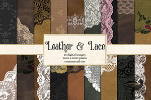 Leather and Lace Digital Paper, a Texture Graphic by Digital Curio